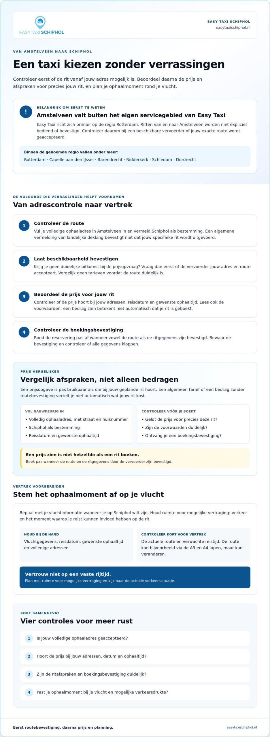 Schiphol taxi vanuit Amstelveen: zo kies en boek je in 2026